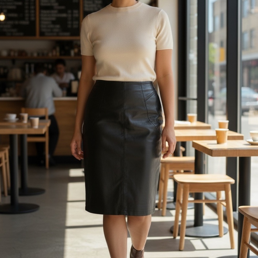 Elegant Black Leather Skirt